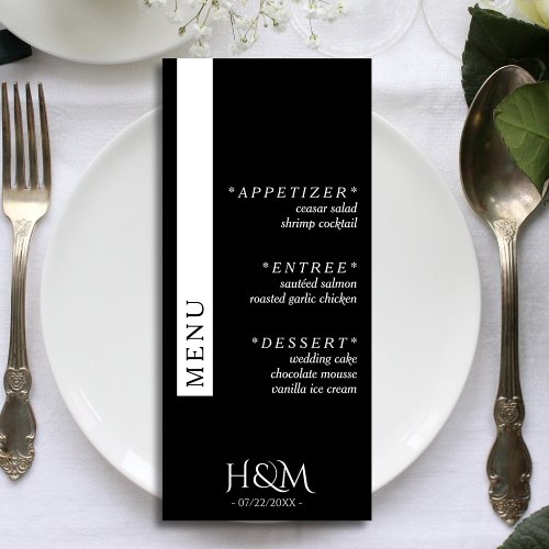Black Simple Stripe Dinner Wedding Reception Menu