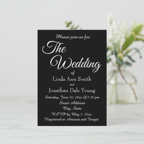 Black Simple Style Wedding Invitation