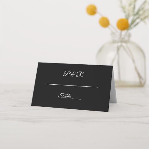 Black Simple Stylized Script Wedding Place Card