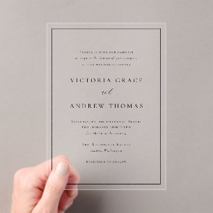 Black Simple Typography Formal Wedding Acrylic Invitations