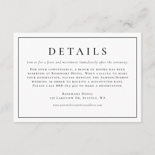 Black Simple Typography Formal Wedding Details