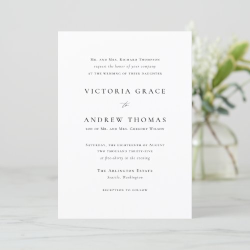 Black Simple Typography Formal Wedding Invitation