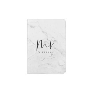 Black Simple Typography Marble Mr. Passport Holder