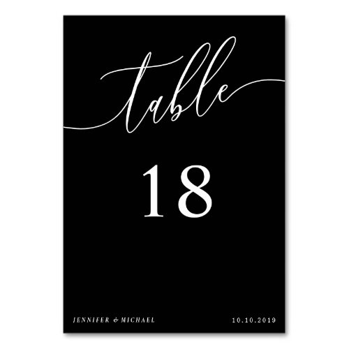 Black Simple Wedding Calligraphy Seating Place Table Number