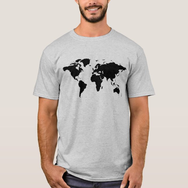 black simple world map T-Shirt (Front)