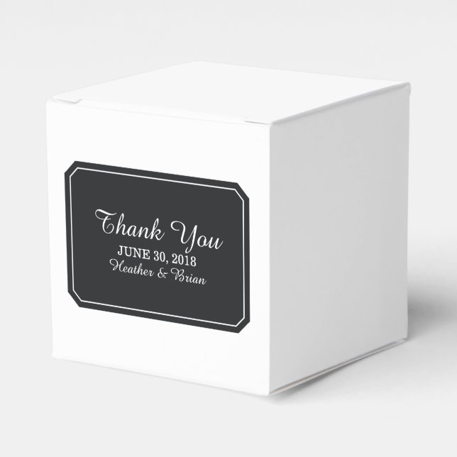 Black Simply Elegant Favor Boxes (Front Side)
