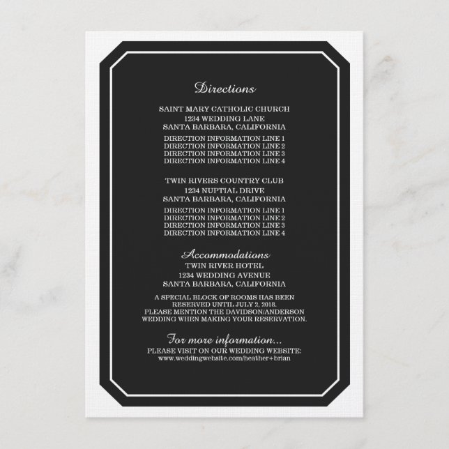 Black Simply Elegant Information Card (Front)