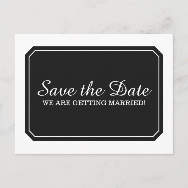 Black Simply Elegant Save the Date Postcard (Front)