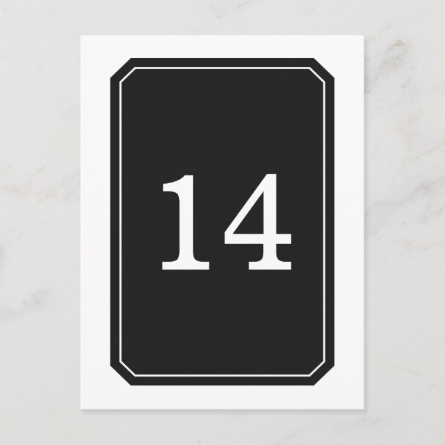 Black Simply Elegant Table Number Postcard (Front)