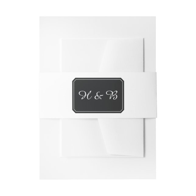 Black Simply Elegant Wedding Belly Bands Invitation Belly Band (Front Example)