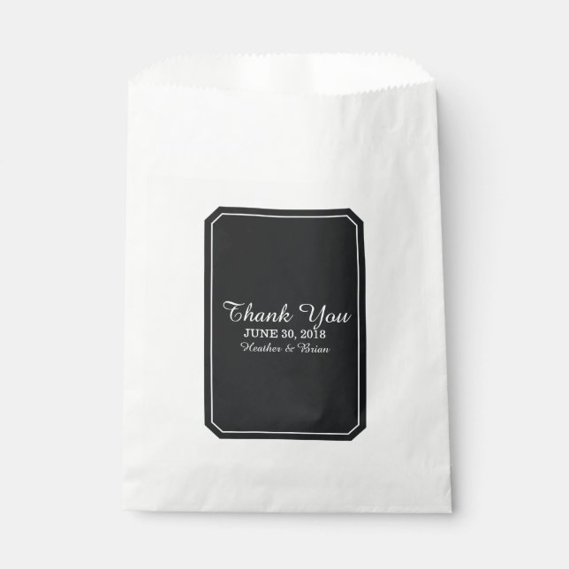 Black Simply Elegant Wedding Favor Bag (Front)