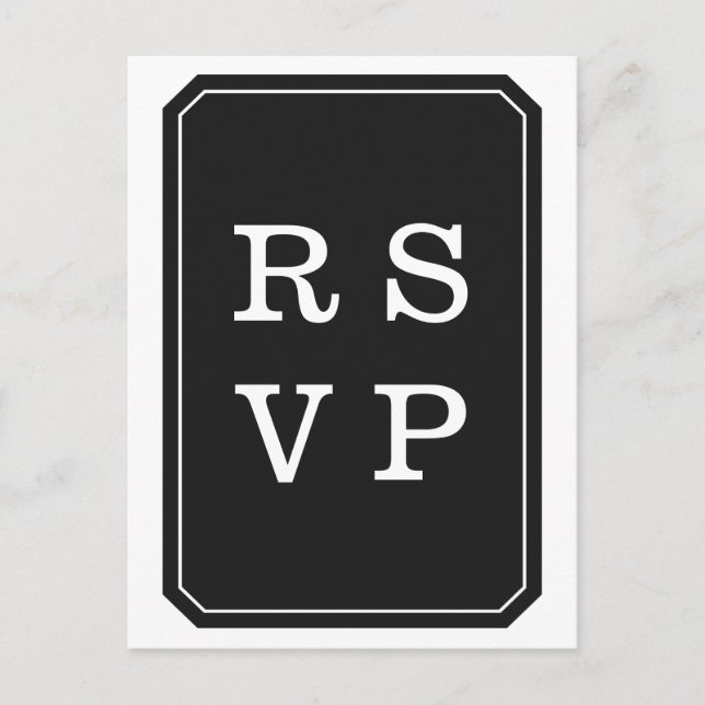 Black Simply Elegant Wedding RSVP Postcard (Front)