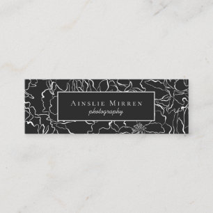 Black Simply Floral Mini Business Card