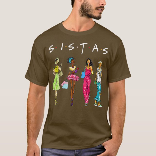 Black Sistas Queen Melanin African American T-Shirt (Front)