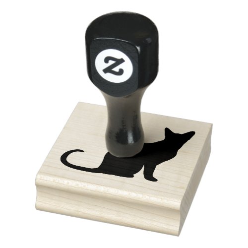 Black Sitting Cat Silhouette Rubber Stamp