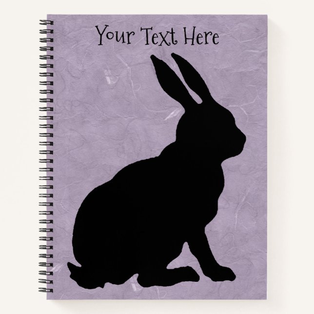 Black Sitting Rabbit Side Profile Purple Notebook (Front)