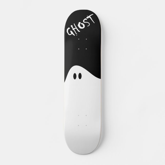 Black Skateboard and White Ghost Deck (Front)