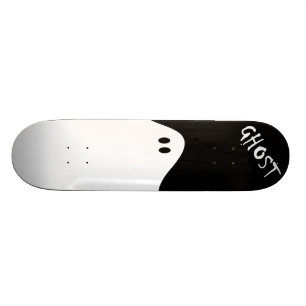 Black Skateboard and White Ghost Deck
