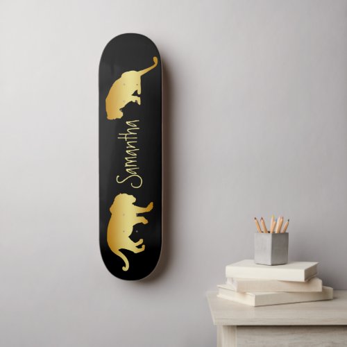 Black Skateboard Gold Lions personalized