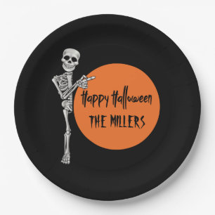 Black Skeleton Halloween Paper Plates