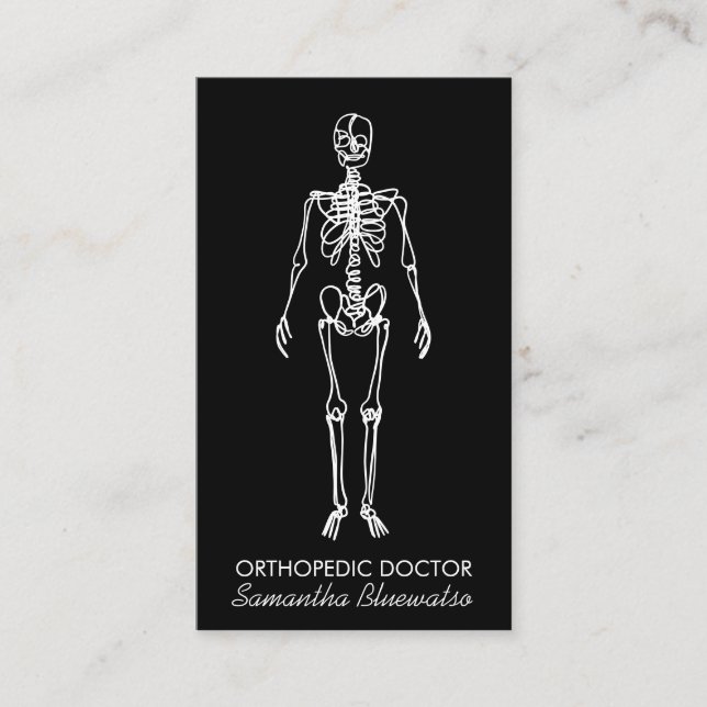 Black Skeleton orthopedic doctor Business Card (Front)