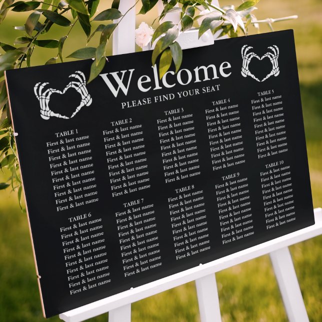 Black Skeleton Til Death Wedding Seating Chart Foam Board (Black Skeleton Til Death Wedding Seating Chart Foam Board
)
