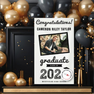 Black Sketch 2025 Congrats Photo Graduation Party Banner