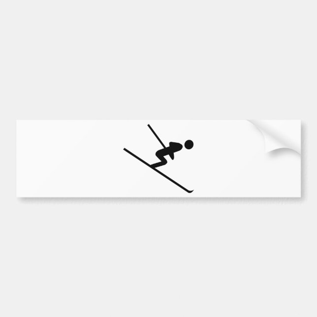 black ski-jumping icon bumper sticker (Front)
