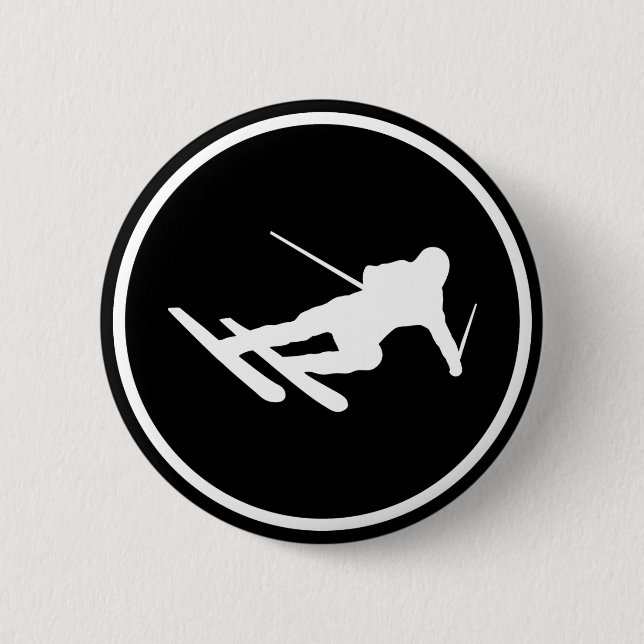 black ski skiing icon downhill button (Front)