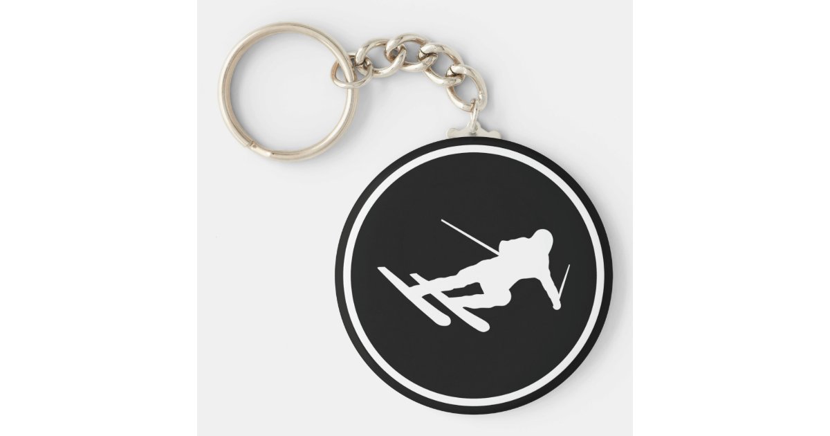 black ski skiing icon downhill keychain