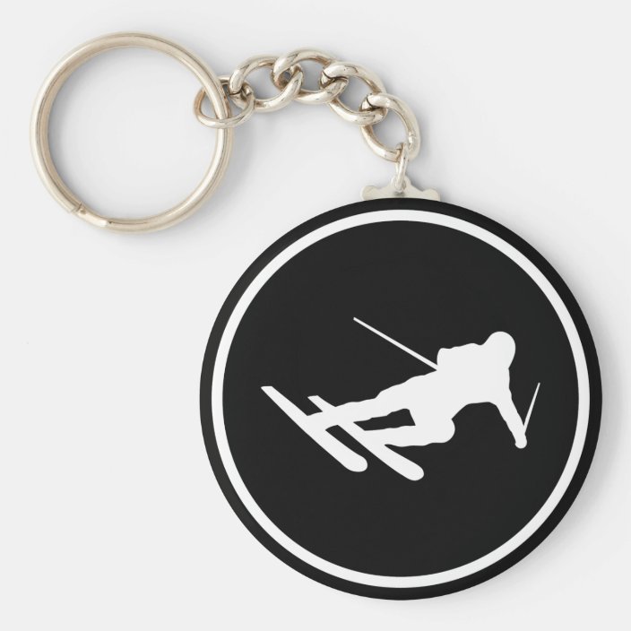 black ski skiing icon downhill keychain