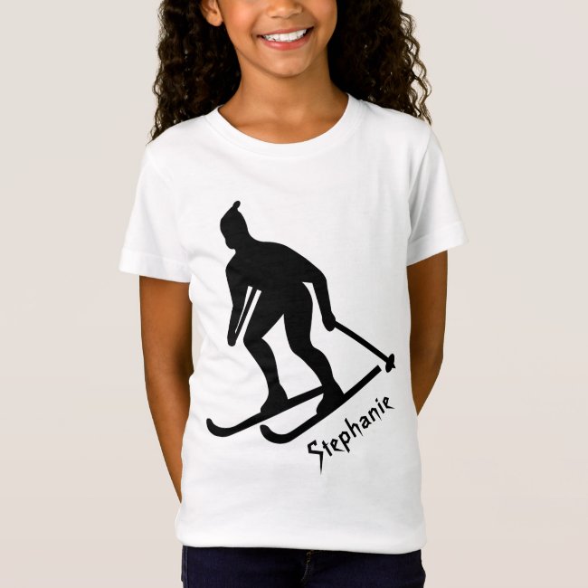 Black Skiing Sports Abstract Kids Shirt