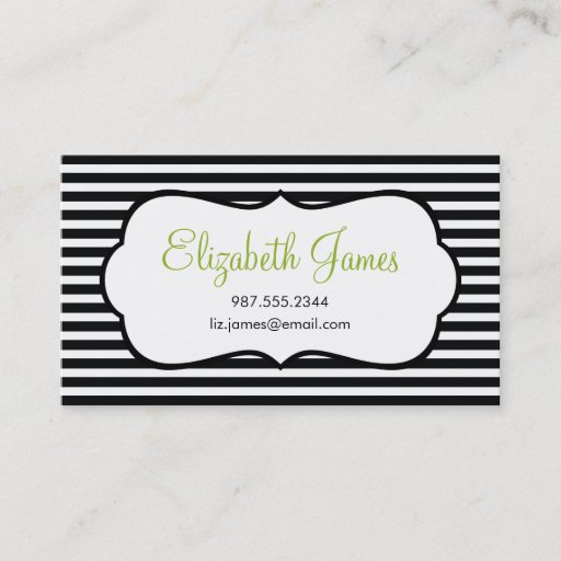 Customizable Black Skinny Stripe Business Cards
