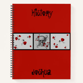 Black Skull and Red Roses  Personalized Notebook