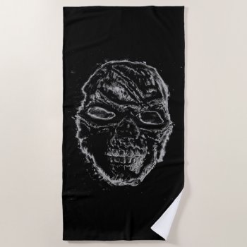 Black Skull Beach Towel by hildurbjorg at Zazzle