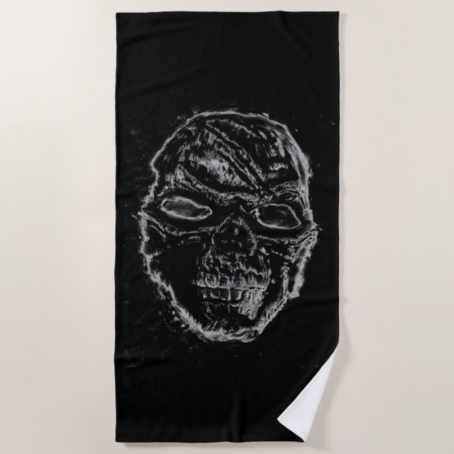 Black skull beach towel (Front)