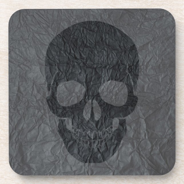 Black Skull Beverage Coaster (Front)