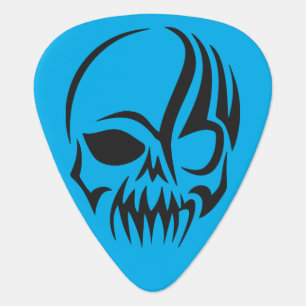Black Skull Blue Guitar Pick