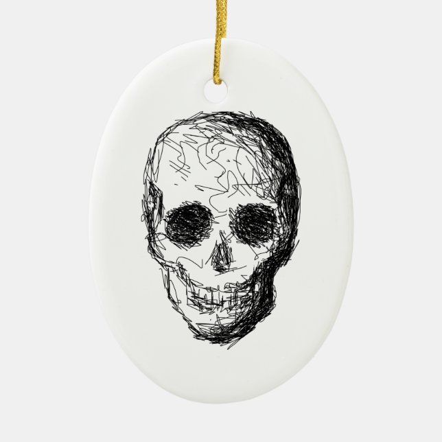 Black Skull. Ceramic Ornament (Front)