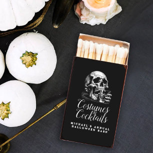 Black Skull Costumes & Cocktails Halloween Party Matchboxes