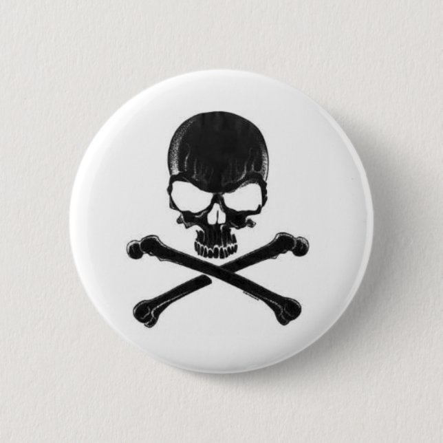 Black Skull/Crossbone Pinback Button (Front)