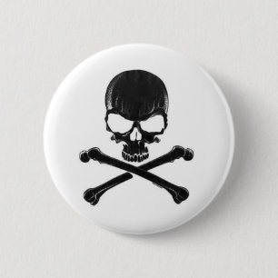 Black Skull/Crossbone Pinback Button