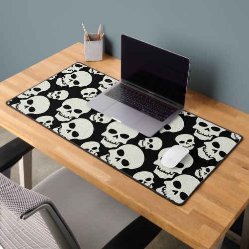 Black Skull Design Desk Mat