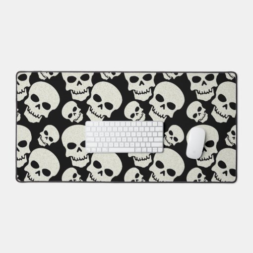 Black Skull Design Desk Mat | Zazzle