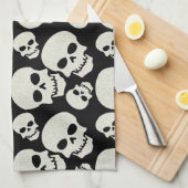 Black Skull Design Kitchen Towel (Quarter Fold)