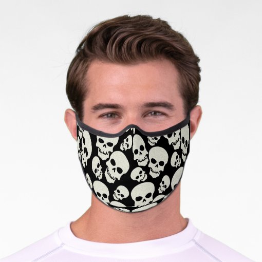 Black Skull Design Premium Face Mask | Zazzle