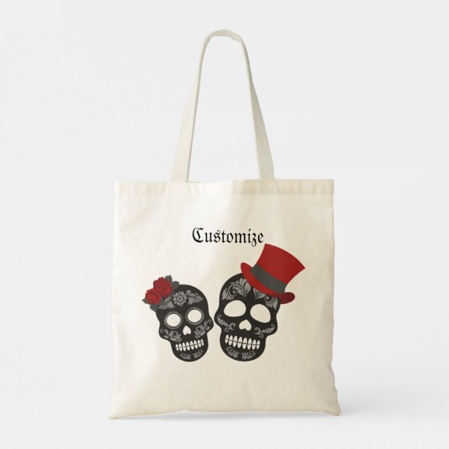 Black Skull Duo Thunder_Cove Tote Bag (Back)