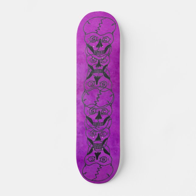 Black Skull electra purple skateboard deck (Front)