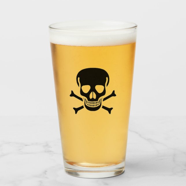 Black Skull glass tumbler (Front Filled)