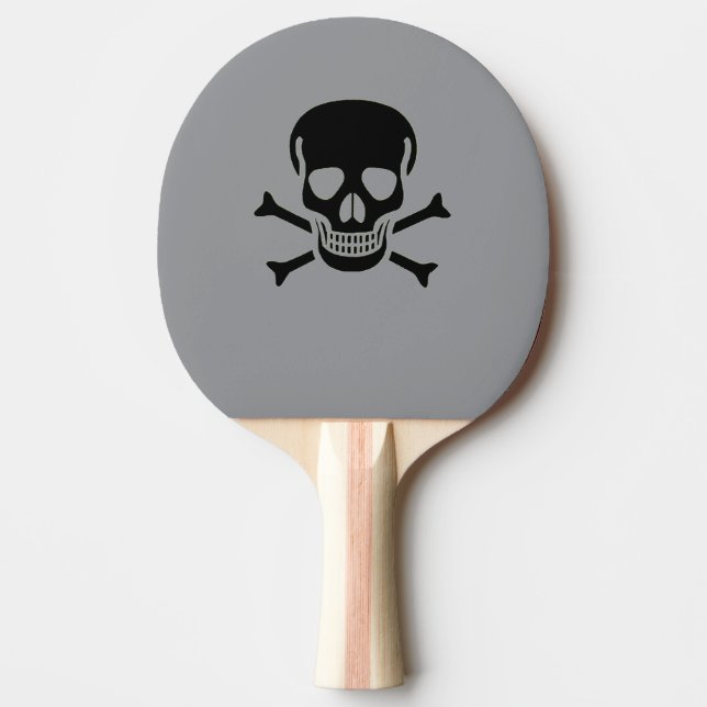 Black Skull gray ping pong paddle (Front)